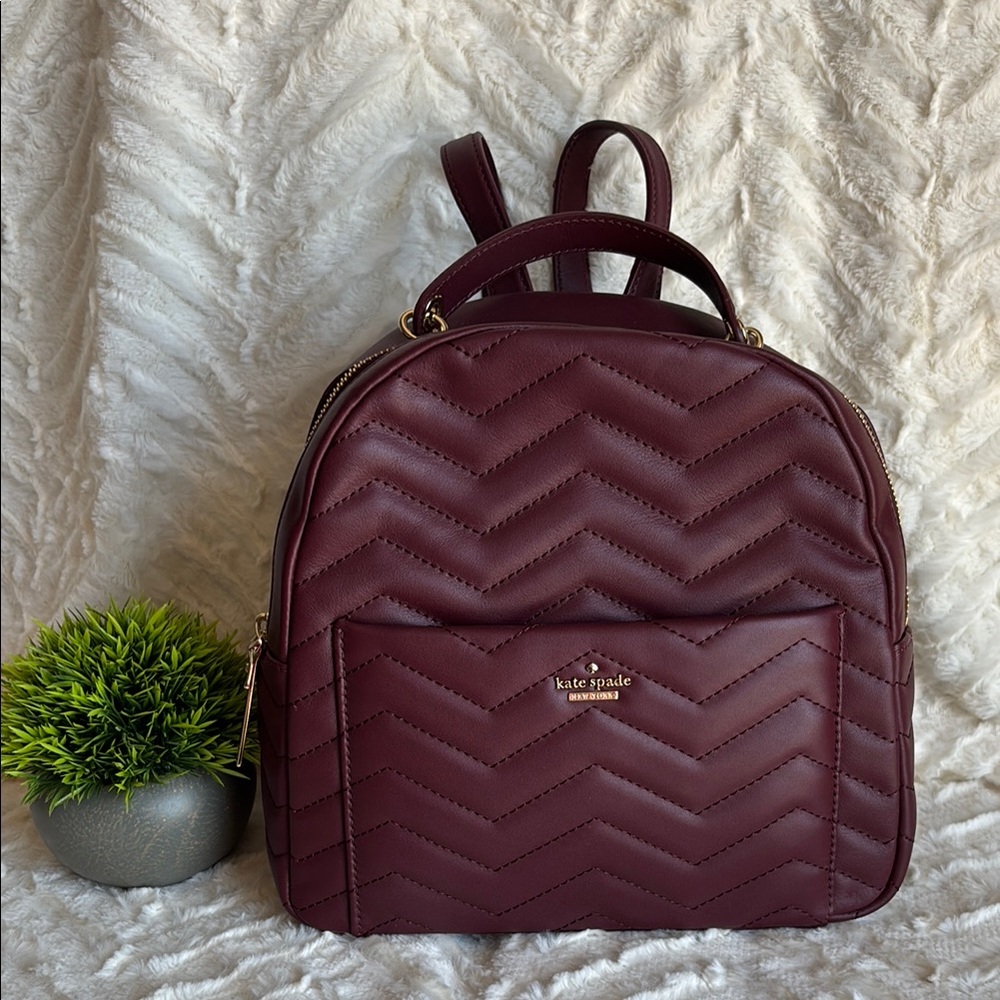 Kate Spade Brown Quilted Backpack